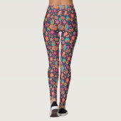 Bloemen retro kleurrijke 70's leggings (Achterkant)
