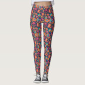 Bloemen retro kleurrijke 70's leggings (Voorkant)