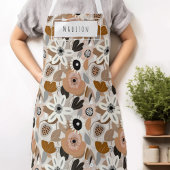 Bloemen Retro Mid-Century Modern Naam Schort
