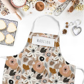 Bloemen Retro Mid-Century Modern Naam Schort