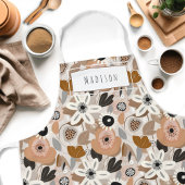 Bloemen Retro Mid-Century Modern Naam Schort