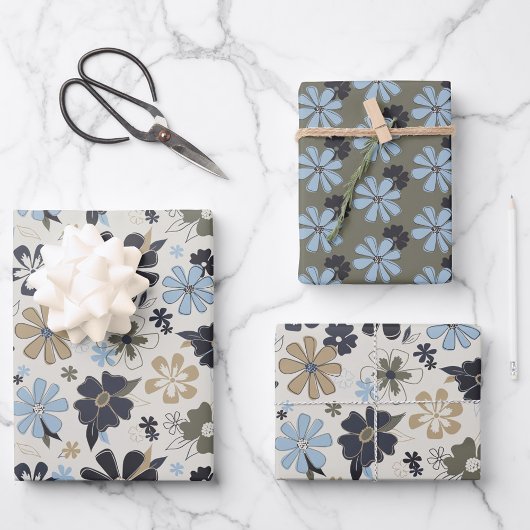 Bloemen Retro Patroon Gift Inpakpapier Vel