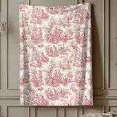  bloemen retro rood toile de jouy fle fleece deken