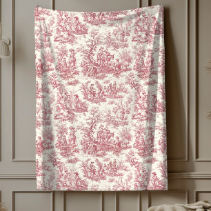 bloemen retro rood toile de jouy fle fleece deken
