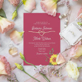 Bloemen Retro roze bruiloft Kaart