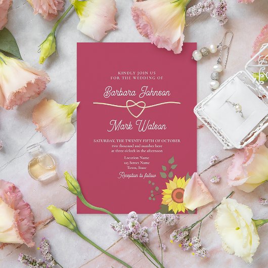 Bloemen Retro roze bruiloft Kaart