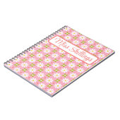 Bloemen Retro Roze en Groen Gepersonaliseerd Notitieboek (Linkerzijde)