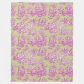 Bloemen Retro Roze Groen Toile de Jouy Fle Fleece Deken (Voorkant)