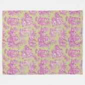 Bloemen Retro Roze Groen Toile de Jouy Fle Fleece Deken (Voorkant (Horizontaal))