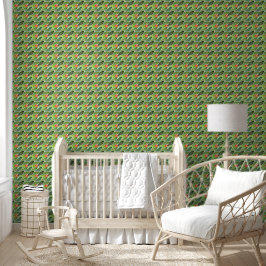 Bloemen Retro Schattige Daisy Groen Vrolijk Groovy Behang