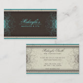 Bloemen Retro van het Damast van het Patroon Visitekaartje (Voorkant / Achterkant)