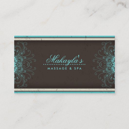 Bloemen Retro van het Damast van het Patroon Visitekaartje (Voorkant)