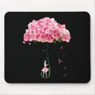 Bloemen Ribbon Borstkanker Awareness Fighter WOM Muismat