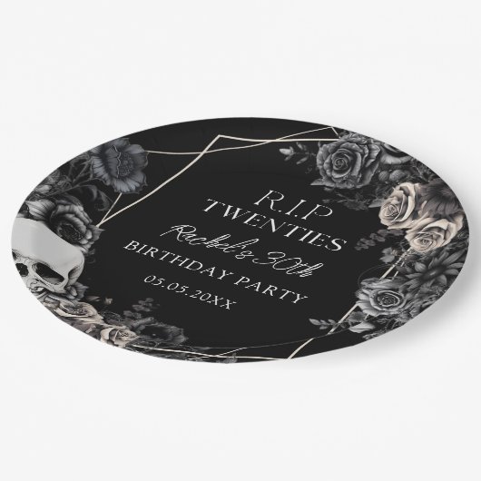 Bloemen RIP 20s 30th Birthday Papier Borden Papieren Bordje (Gekanteld)