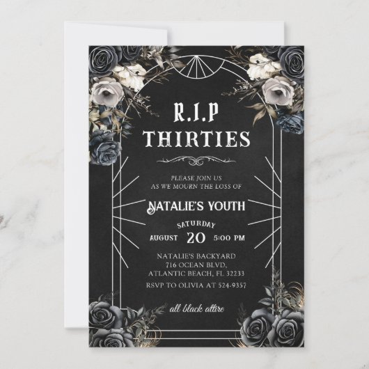 Bloemen RIP 30s 40th Verjaardag Dood aan mijn Jeug Kaart (Voorkant)