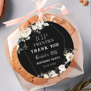 Bloemen RIP Twenties 30ste verjaardag Ronde Sticker