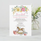  Bloemen Rocking Horse Baby shower per post Kaart (Staand voorkant)