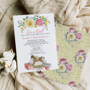  Bloemen Rocking Horse Baby shower per post Kaart