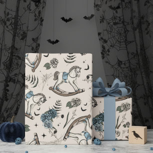 Bloemen Rocking Horse Beige Patroon Cadeaupapier