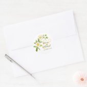 Bloemen rockrose wit goud groen bruiloft sticker (Envelop)