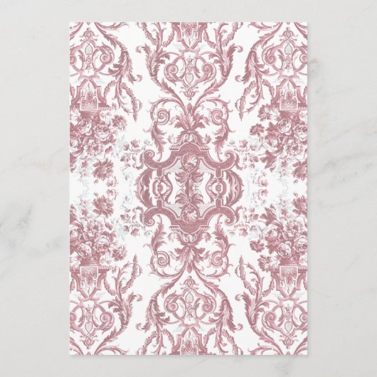 Bloemen  Rococo Barok Roze Wit Goud Menu (Achterkant)