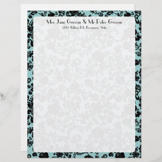 Bloemen Rococo bruiloft, briefhoofd (Voorkant / Achterkant)