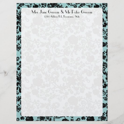 Bloemen Rococo bruiloft, briefhoofd Sjabloon (Voorkant)