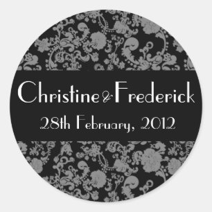 Bloemen Rococo Huwelijk, ronde souvenir sticker