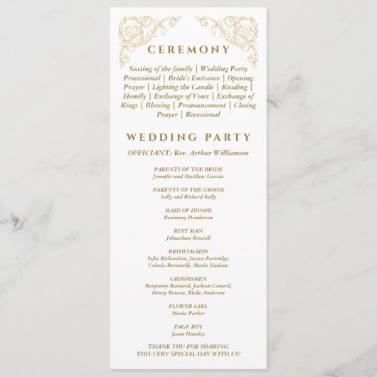 Bloemen Rococo Vintage Trouwprogramma Programmakaart (Achterkant)