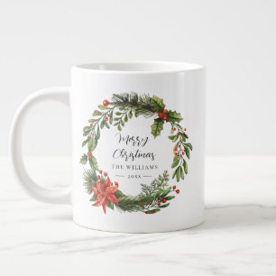 Bloemen Rode bessen Groen Familie Kerstmis Grote Koffiekop