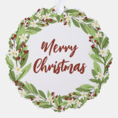 Bloemen rode bessen groen krans tot van ornament kaart (Achterkant)