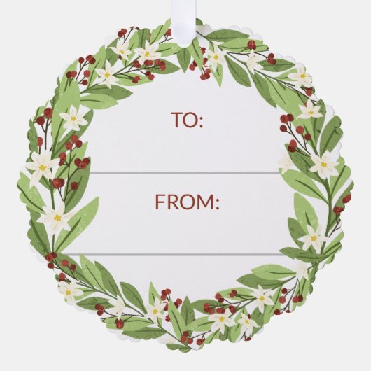 Bloemen rode bessen groen krans tot van ornament kaart (Voorkant)