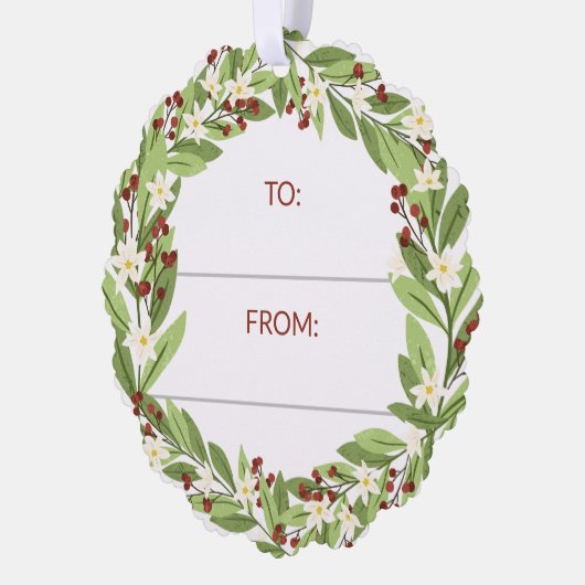 Bloemen rode bessen groen krans tot van ornament kaart (Links)