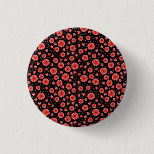 Bloemen Rode Bloemen Patroon-23321 Ronde Button 3,2 Cm