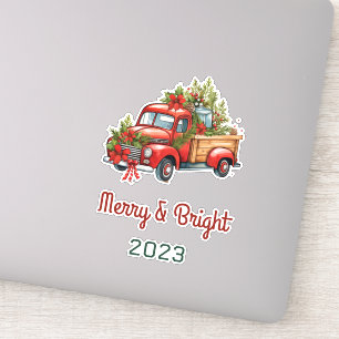  Bloemen Rode Kerstmis Vrachtwagen Vakantie Sticker