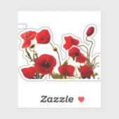 Bloemen Rode klaproos Kleurrijke Waterverf kunst Sticker (Vel)
