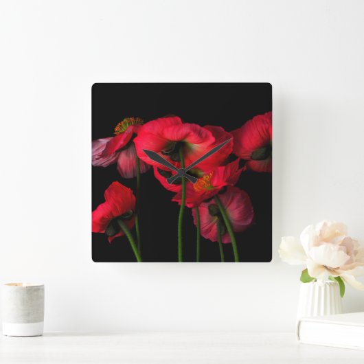 Bloemen | Rode papaver Vierkante Klok (Huis)