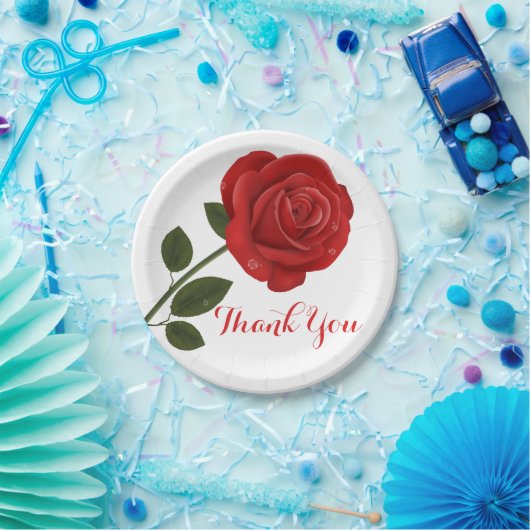 Bloemen Rode Roos Bloem Dank u - Huwelijksfeest Papieren Bordje (Feest)