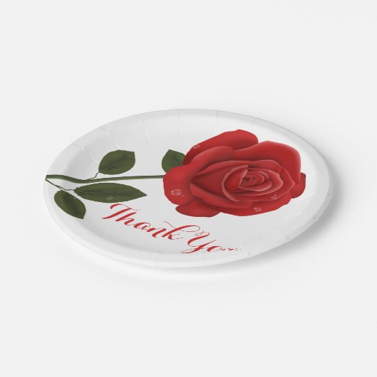 Bloemen Rode Roos Bloem Dank u - Huwelijksfeest Papieren Bordje (Gekanteld)