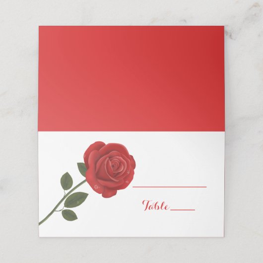 Bloemen Rode Roos Bloem - Huwelijksfeest Plaatskaartje (Buitenkant ongevouwen)