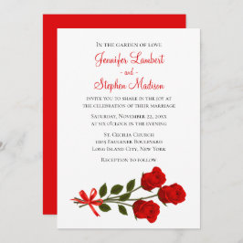 Bloemen Rode Roos Bloemen Huwelijksuitnodiging Kaart