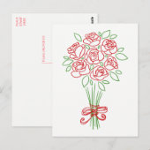Bloemen Rode Roos & Groene Bloemen - Love Wedding Briefkaart (Voorkant / Achterkant)
