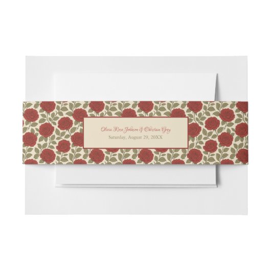  Bloemen Rode Roos Romantische bruiloft Uitnodigingen Wikkel (Voorkant Voorbeeld)