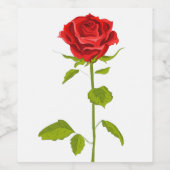 Bloemen Rode Rose Bloem Bruiloft Vrijgezellenfeest Wijn Etiket (Enkel label)