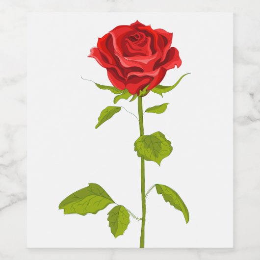 Bloemen Rode Rose Bloem Bruiloft Vrijgezellenfeest Wijn Etiket (Enkel label)