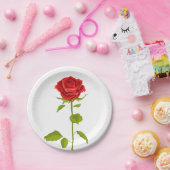 Bloemen Rode Rose Bloem Liefde - Bruiloft Papieren Bordje (Feest)