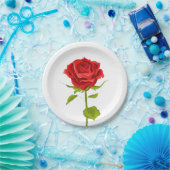 Bloemen Rode Rose Bloem Liefde - Bruiloft Papieren Bordje (Feest)