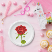 Bloemen Rode Rose Bloem Liefde - Bruiloft Papieren Bordje (Feest)