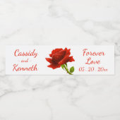 Bloemen Rode Rose Bloem Liefde Gepersonaliseerde B Waterfles Etiket (Enkel label)