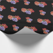  bloemen rode rozen en bloesems met roos bloem cadeaupapier (Hoek)